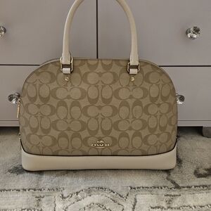 Coach Tan and Cream Signature Dome Satchel